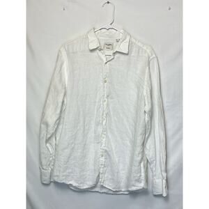 Baird McNutt Men's L White 100% Linen Long Sleeve Button Front Shirt Breathable